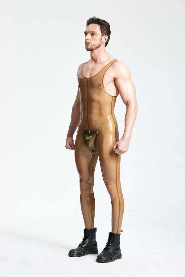 Latex Male Translucent Codpiece Singlet Leggings Suit