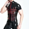 Latex Male Codpiece Shoulder Strap Cycling Suit