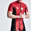 Latex Male Striped Front-zip Surfsuit