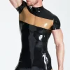 Latex Male Striped Front-zip Surfsuit