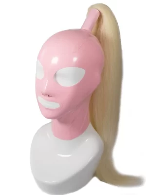 Latex Hood Baby Pink with Blonde Hairpiece