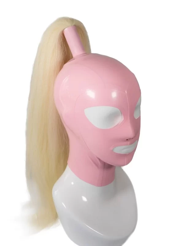 Latex Hood Baby Pink with Blonde Hairpiece