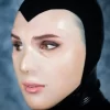 Latex open face mask with hair tube