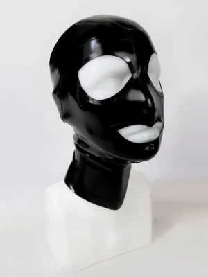 Black zippered unisex latex breathable hood