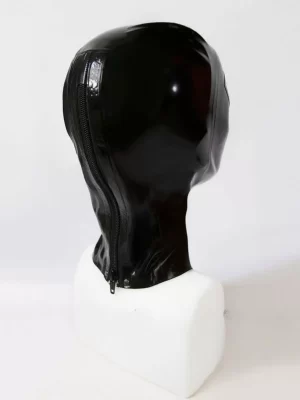 Black zippered unisex latex breathable hood