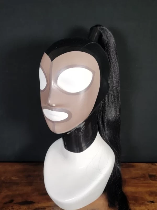 Exquisite Latex Hood with Premium Hairpiece