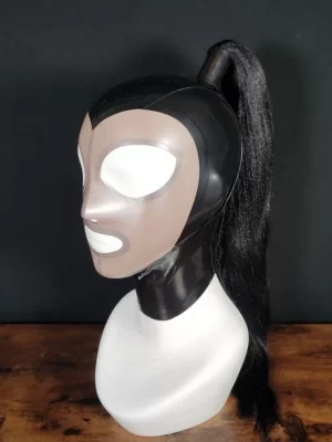 Exquisite Latex Hood with Premium Hairpiece