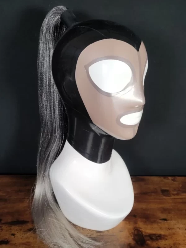 Exquisite Latex Hood with Premium Hairpiece