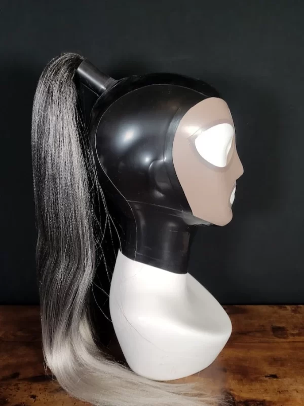 Exquisite Latex Hood with Premium Hairpiece