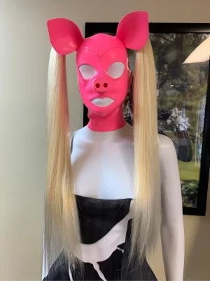 The Piggy Latex Hood with Pigtails