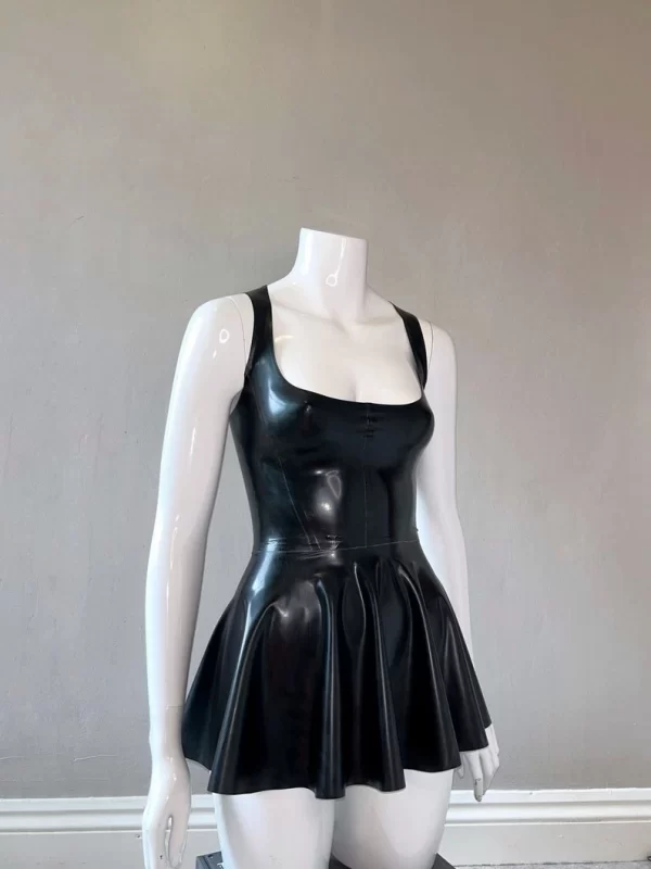 Latex Corset Style Mini Dress with Circle Skirt