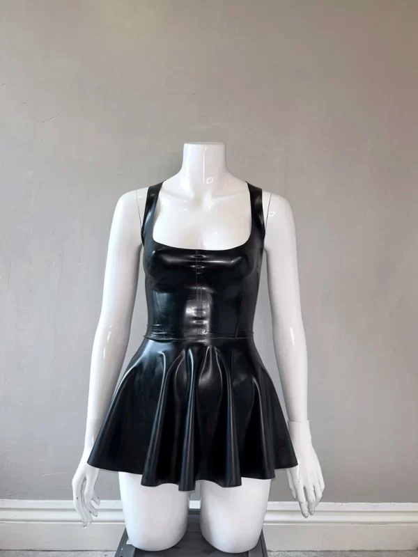 Latex Corset Style Mini Dress with Circle Skirt