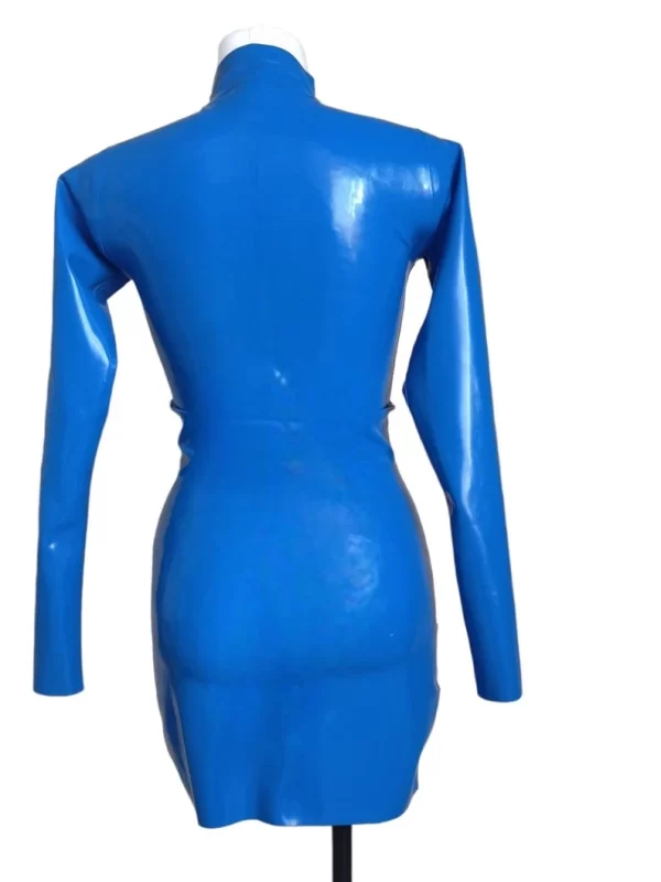 Womens Blue Latex Long Sleeve Dress