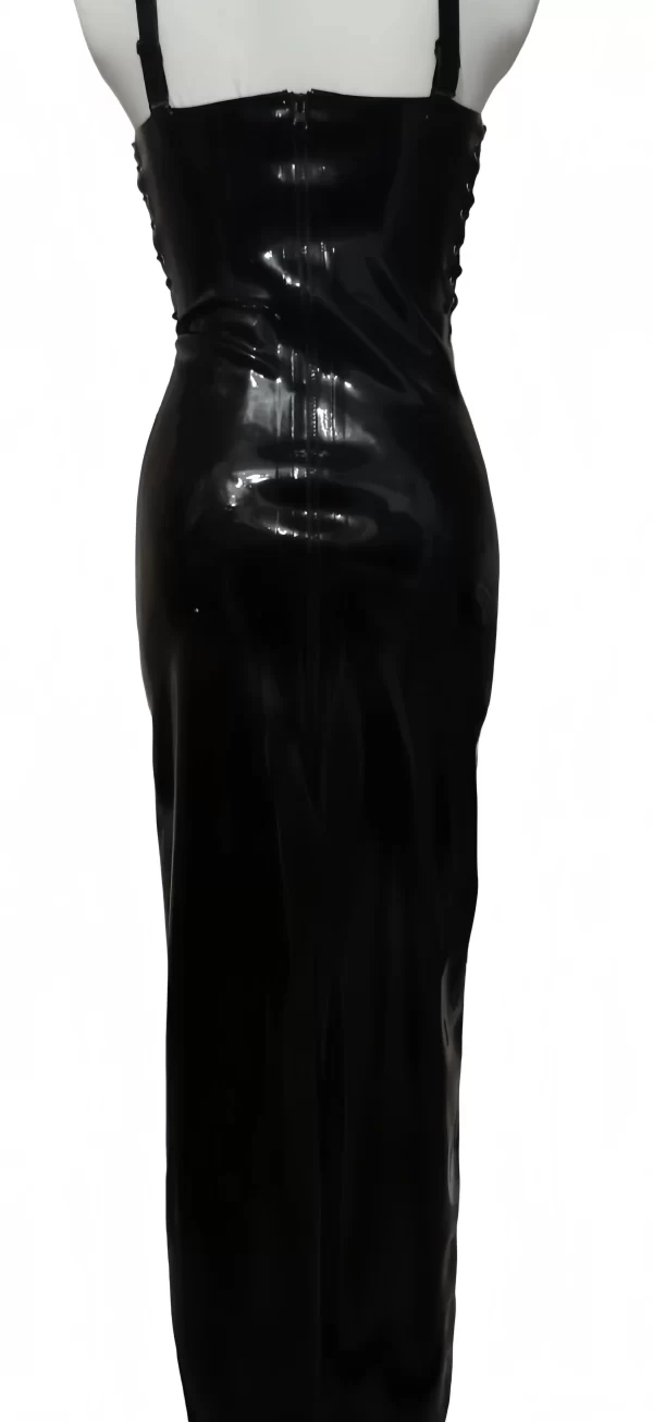 Long fitted latex strap dress