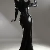 Latex dress with barbwire panel