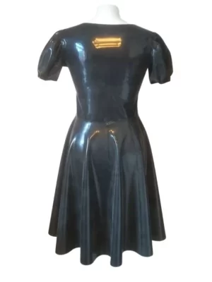 Puff Sleeve Latex Swing Dress