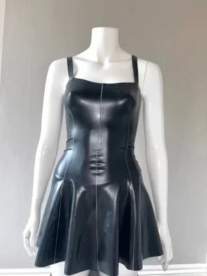 Mini A-line Latex Dress with Straps