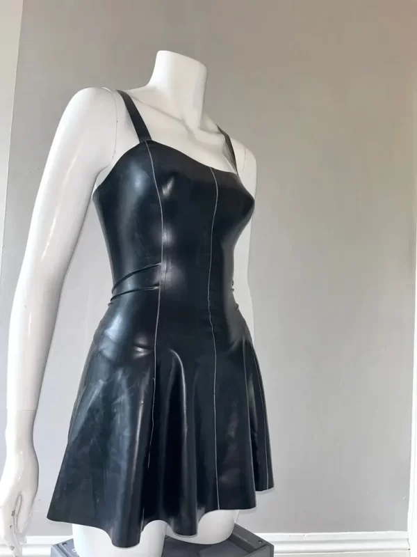 Mini A-line Latex Dress with Straps