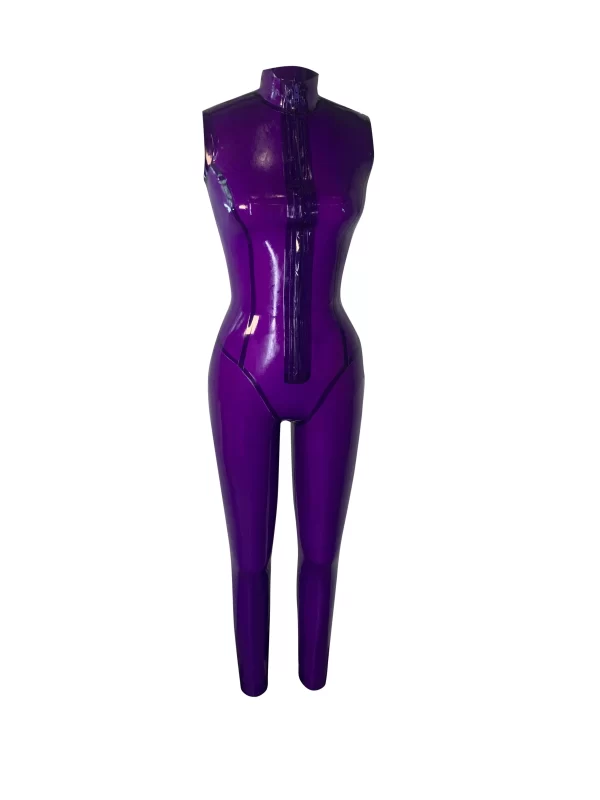 Zip Front Sleeveless Latex Catsuit