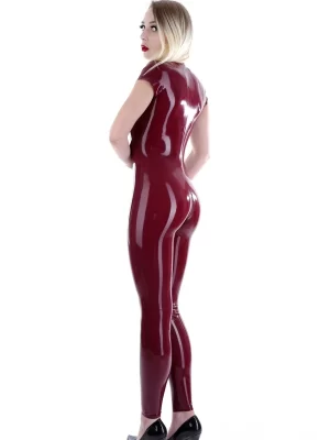 Short sleeved latex catsuit