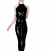 Latex catsuit with zipper over the crotch