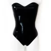 Latex halter plunge body suit