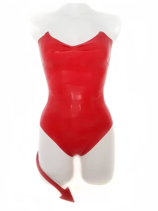 Latex devil bodysuit with tail