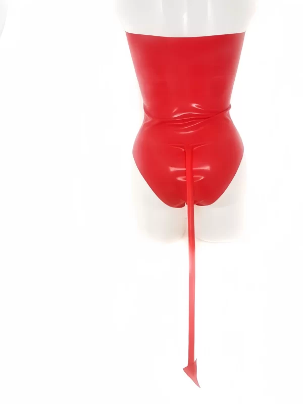 Latex devil bodysuit with tail