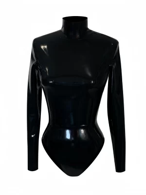 Black Simple Latex Bodysuit