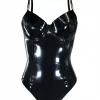 Black & Translucent Latex Bodysuit Female