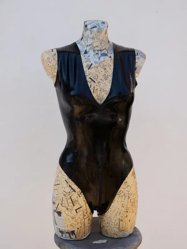 Latex bodysuit sleeveless with V-neck