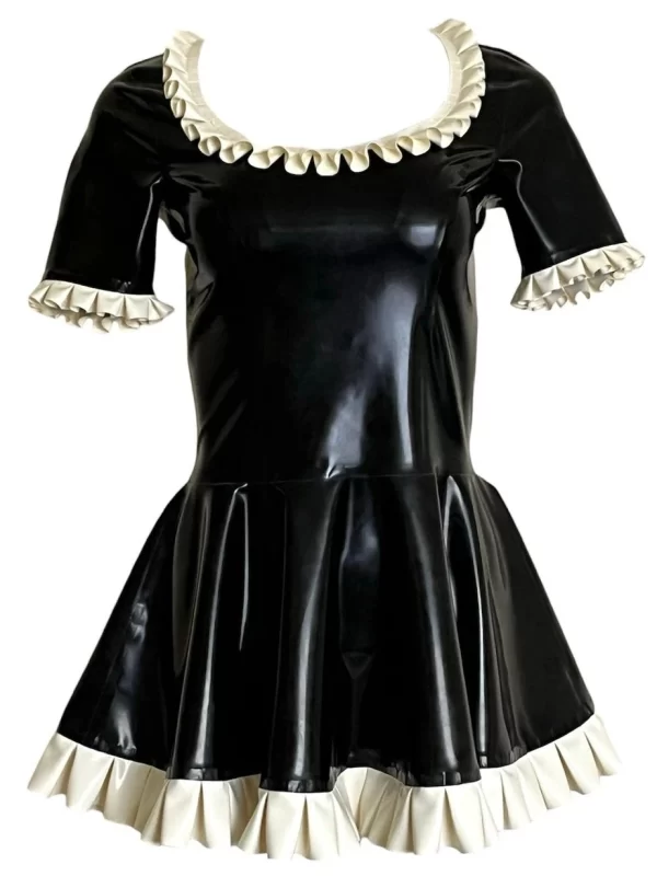 Latex Short Sleeved Mini Maid Dress