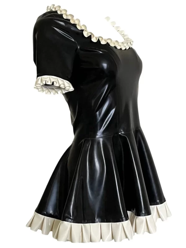 Latex Short Sleeved Mini Maid Dress