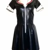 Latex Mini Maid Dress with Long Sleeves