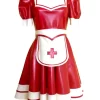 Latex Mini Maid Dress with Long Sleeves