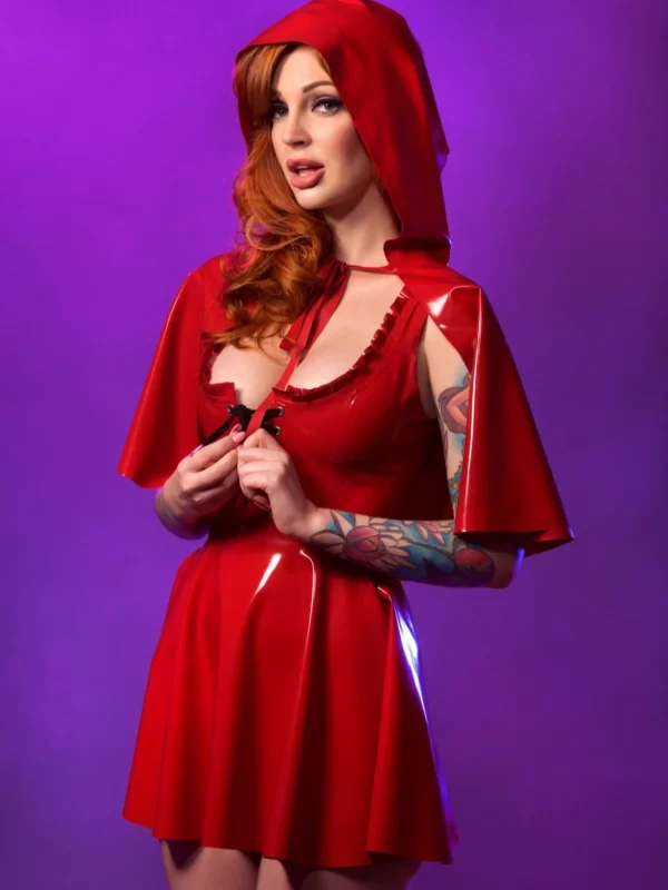 Latex Little red riding hood lace up dress