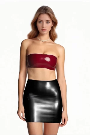 Latex Zip Mini Skirt