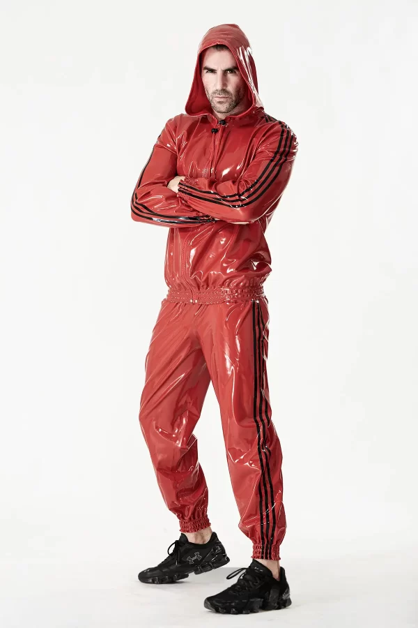 Latex Male Sports Hooded Tracksuit Jacket