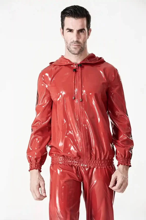 Latex Male Sports Hooded Tracksuit Jacket