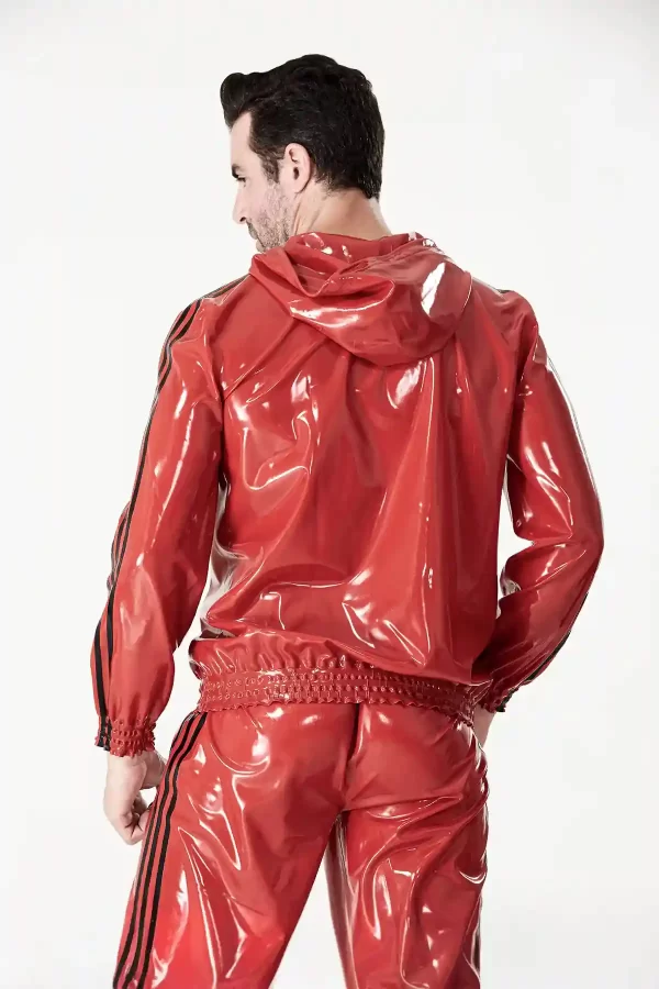 Latex Male Sports Hooded Tracksuit Jacket