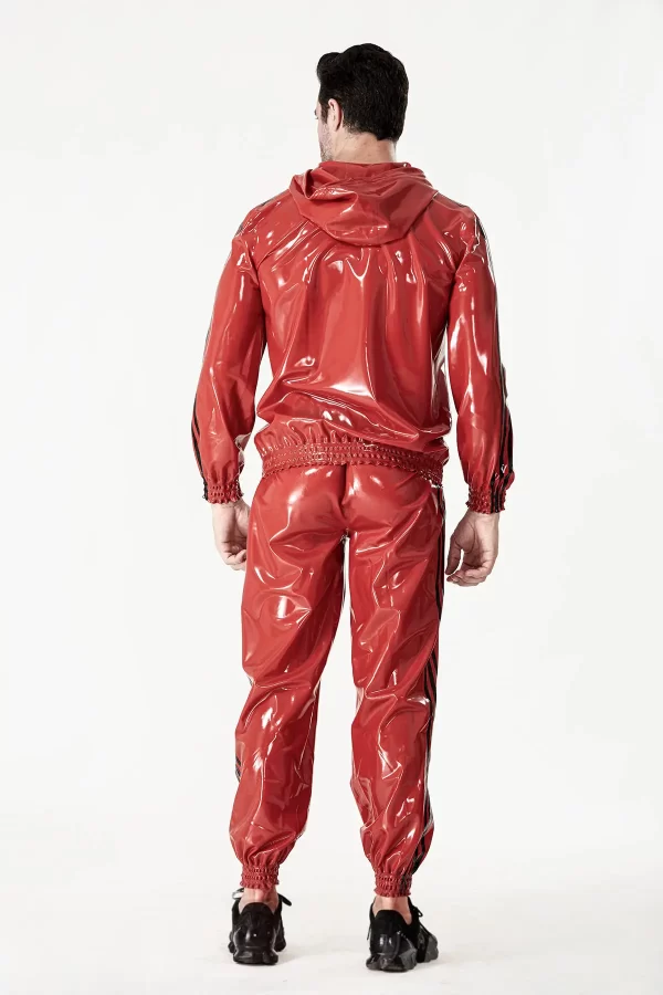 Latex Male Sports Hooded Tracksuit Jacket