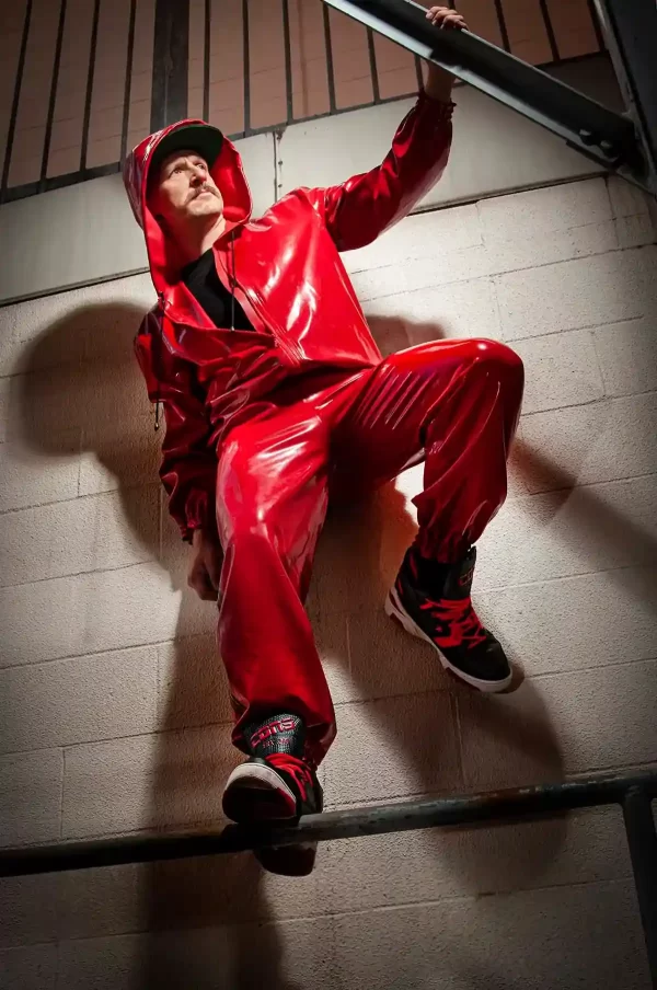 Latex Male Sports Hooded Tracksuit Jacket