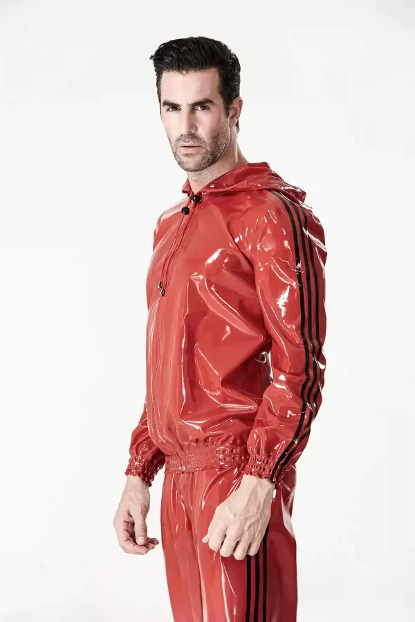 Latex Male Sports Hooded Tracksuit Jacket