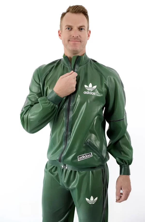 Latex Male Custom Brand Sports Hooded Tracksuit Jacket