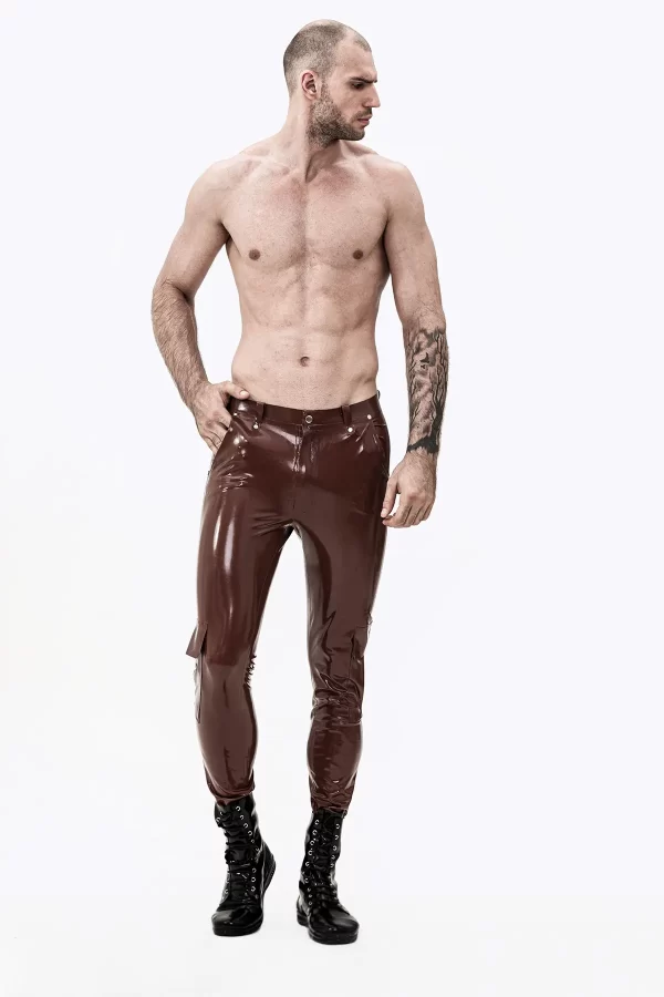 Latex Male Latex Cargo Pocketed Jeans