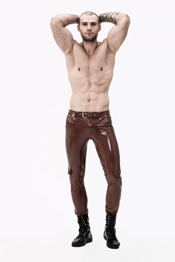 Latex Male Latex Cargo Pocketed Jeans