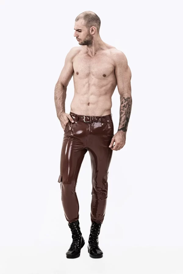 Latex Male Latex Cargo Pocketed Jeans