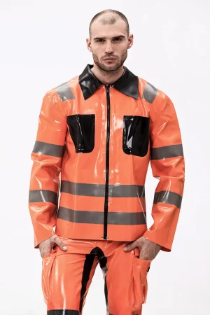 Latex Male Fireman Style Uniform Jacket