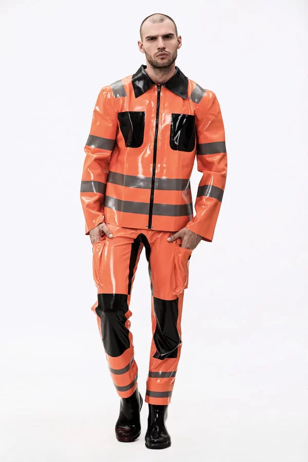 Latex Male Fireman Style Uniform Jacket