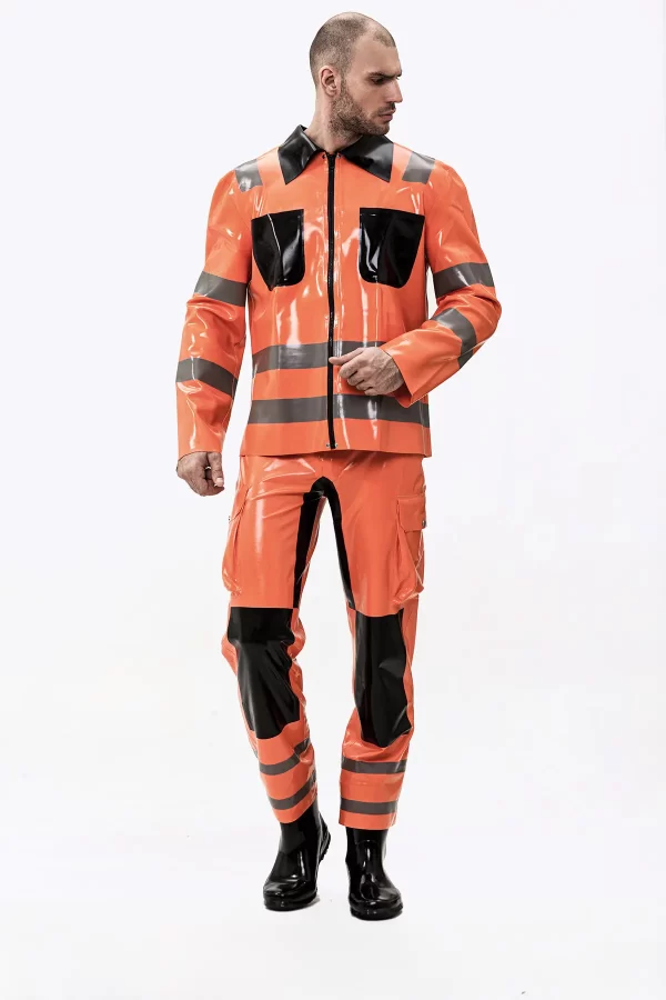 Latex Male Fireman Style Uniform Jacket